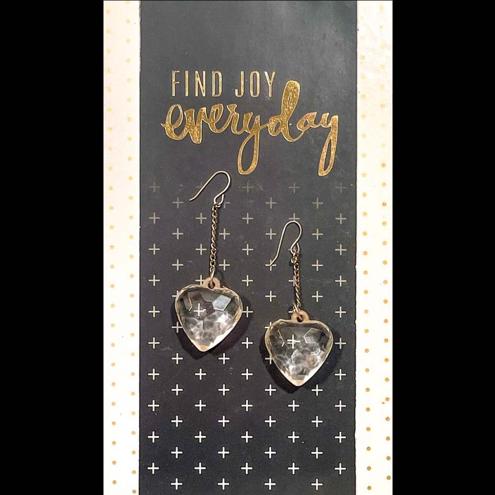 Geometric clear heart-shaped earrings